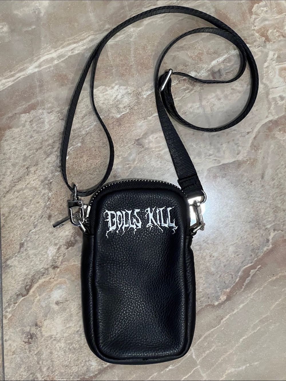 Dolls Kill Crossbody Phone Bag Pebbled Vegan Leather